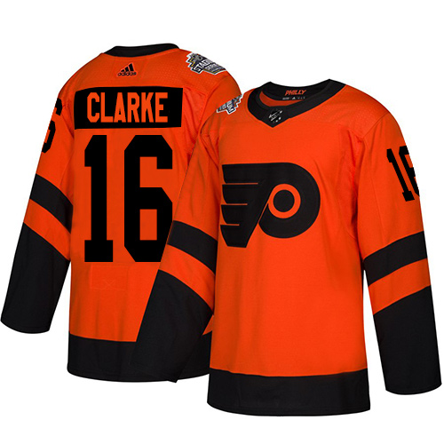Flyers #16 Bobby Clarke Orange Authentic 2019 Stadium Series Women's Stitched Hockey Jersey