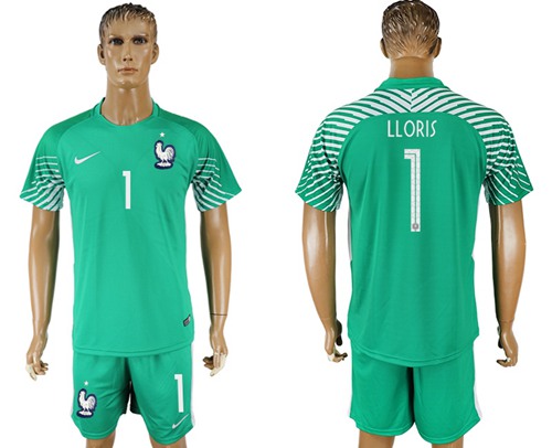 France #1 LLORIS Green Goalkeeper Soccer Country Jersey France #1 LLORIS Green Goalkeeper Soccer Country Jersey