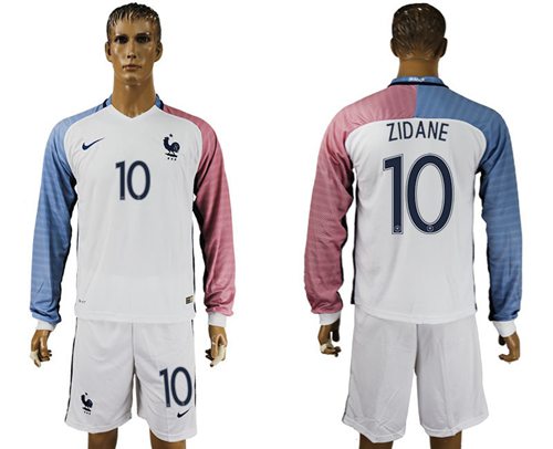 France #10 Zidane Away Long Sleeves Soccer Country Jersey France #10 Zidane Away Long Sleeves Soccer Country Jersey