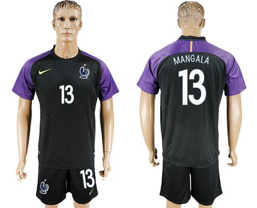 France #13 Mangala Black Goalkeeper Soccer Country Jersey France #13 Mangala Black Goalkeeper Soccer Country Jersey