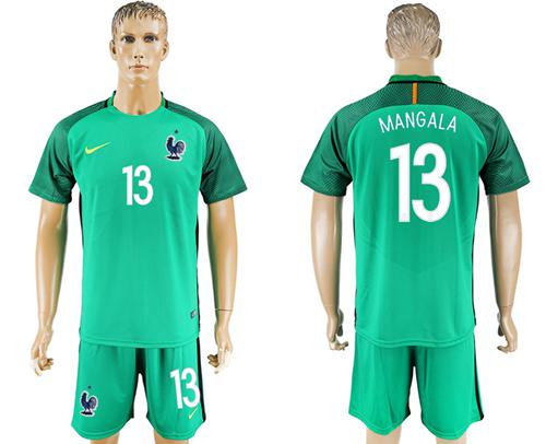 France #13 Mangala Green Goalkeeper Soccer Country Jersey France #13 Mangala Green Goalkeeper Soccer Country Jersey