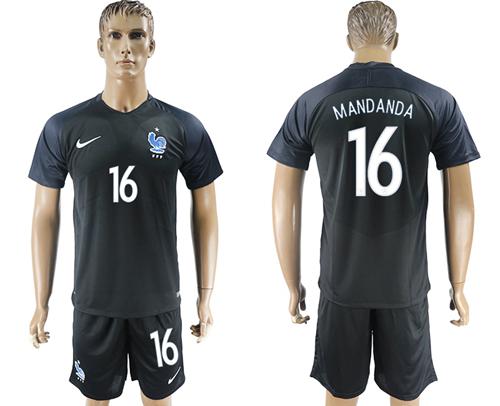 France #16 Mandanda Away Soccer Country Jersey France #16 Mandanda Away Soccer Country Jersey