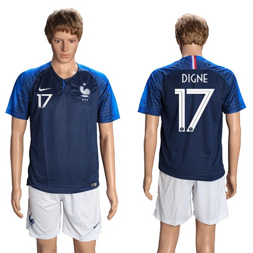France #17 Digne Home Soccer Country Jersey