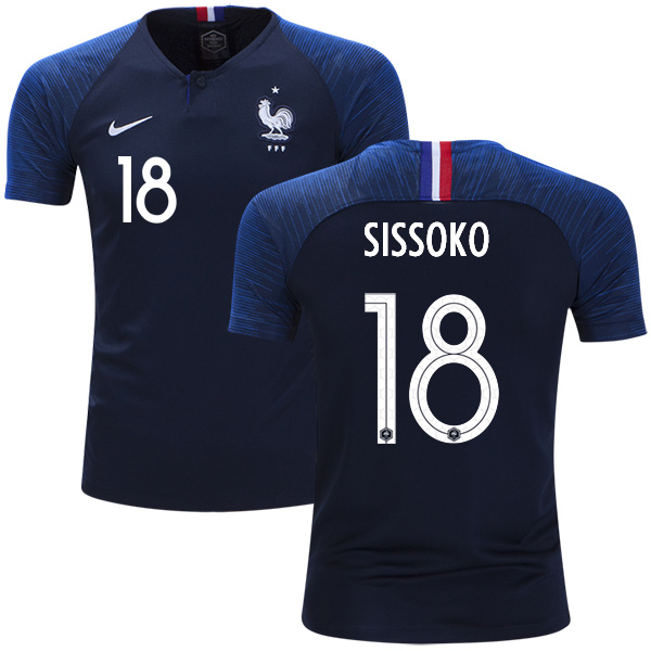 France #18 Sissoko Home Kid Soccer Country Jersey France #18 Sissoko Home Kid Soccer Country Jersey