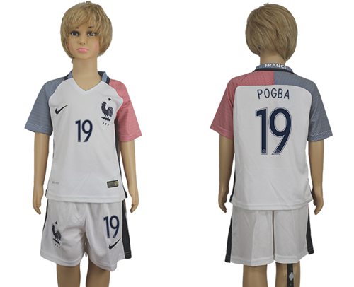 France #19 Pogba Away Kid Soccer Country Jersey France #19 Pogba Away Kid Soccer Country Jersey