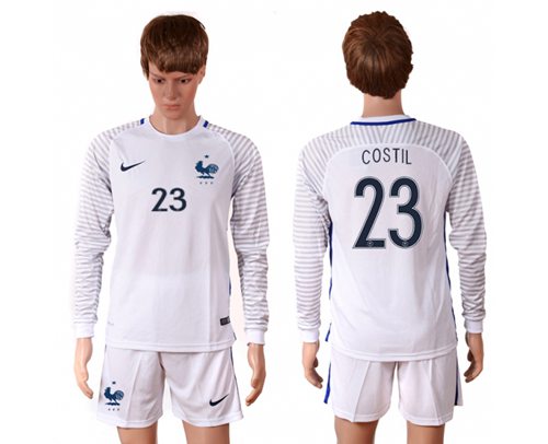 France #23 Costil White Goalkeeper Long Sleeves Soccer Country Jersey France #23 Costil White Goalkeeper Long Sleeves Soccer Country Jersey