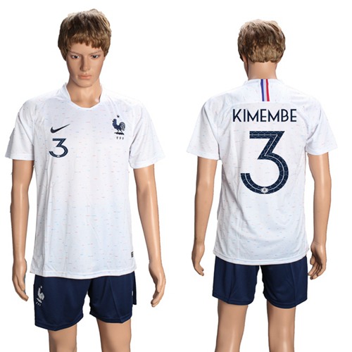 France #3 Kimembe Away Soccer Country Jersey France #3 Kimembe Away Soccer Country Jersey