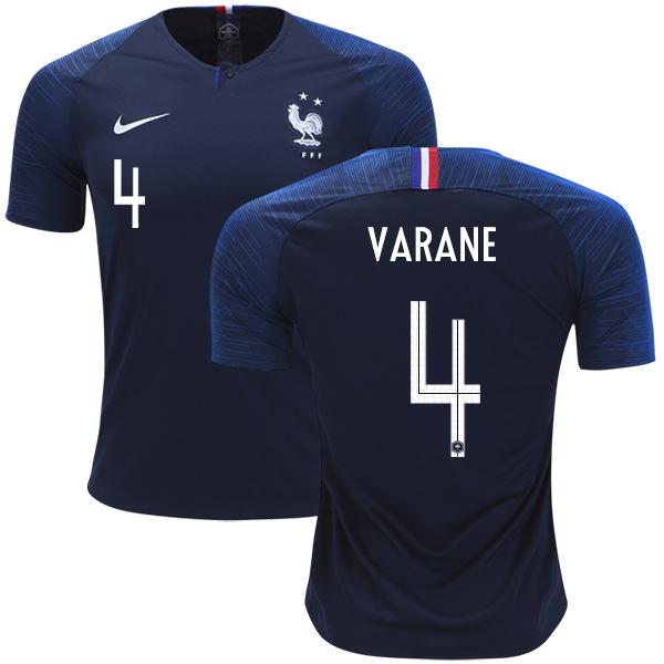 France #4 Varane Home Soccer Country Jersey