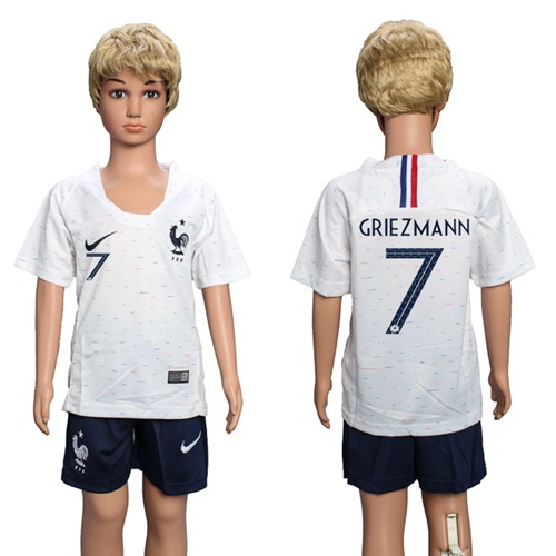 France #7 Griezmann Away Kid Soccer Country Jersey France #7 Griezmann Away Kid Soccer Country Jersey