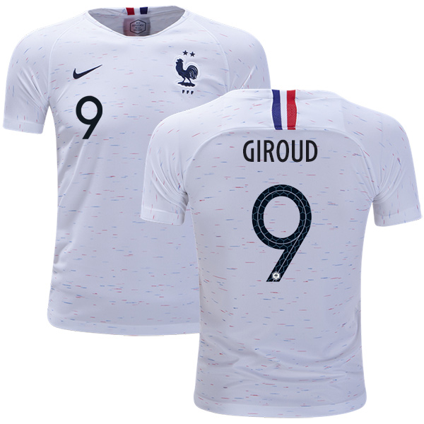 France #9 Giroud Away Kid Soccer Country Jersey France #9 Giroud Away Kid Soccer Country Jersey