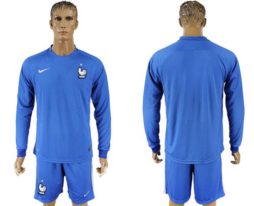 France Blank Home Long Sleeves Soccer Country Jersey France Blank Home Long Sleeves Soccer Country Jersey