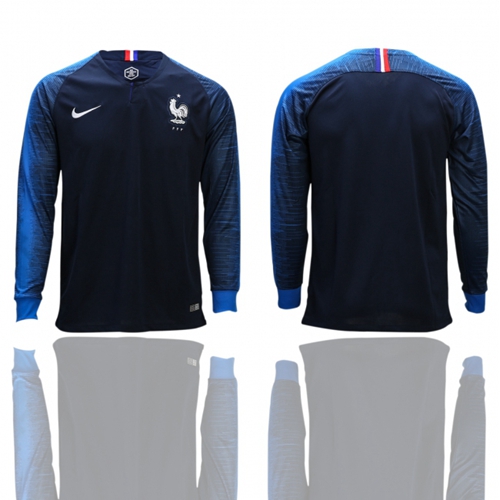 France Blank Home Long Sleeves Soccer Country Jersey France Blank Home Long Sleeves Soccer Country Jersey