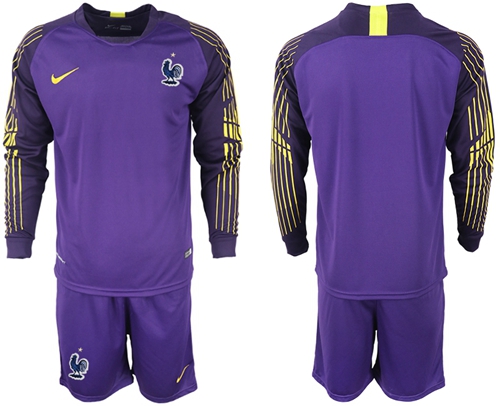 France Blank Purple Goalkeeper Long Sleeves Soccer Country Jersey France Blank Purple Goalkeeper Long Sleeves Soccer Country Jersey