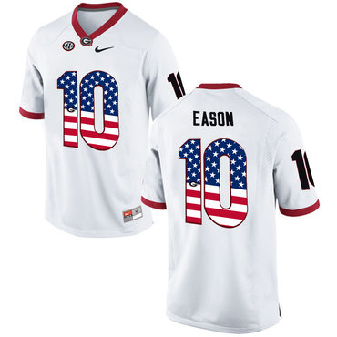 Georgia Bulldogs 10 Jacob Eason White USA Flag College Football Jersey Georgia Bulldogs 10 Jacob Eason White USA Flag College Football Jersey