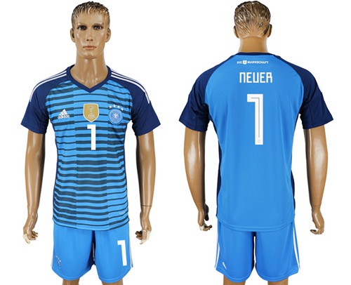 Germany #1 Neuer Blue Goalkeeper Soccer Country Jersey Germany #1 Neuer Blue Goalkeeper Soccer Country Jersey