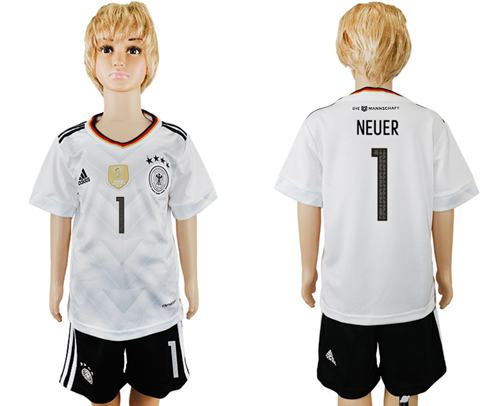 Germany #1 Neuer White Home Kid Soccer Country Jersey Germany #1 Neuer White Home Kid Soccer Country Jersey