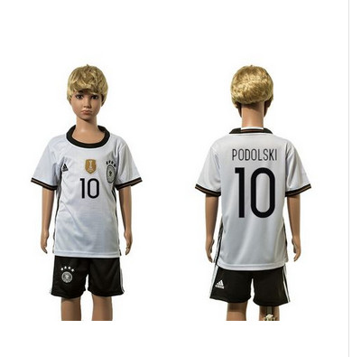Germany #10 Podolski White Home Kid Soccer Country Jersey Germany #10 Podolski White Home Kid Soccer Country Jersey