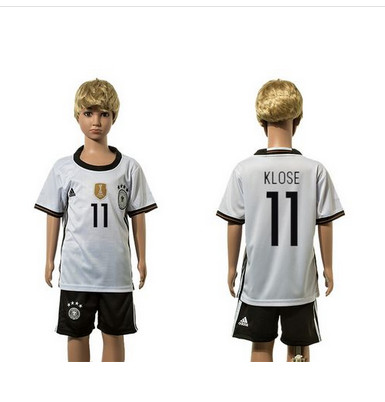 Germany #11 Klose White Home Kid Soccer Country Jersey