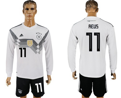 Germany #11 Reus White Home Long Sleeves Soccer Country Jersey Germany #11 Reus White Home Long Sleeves Soccer Country Jersey