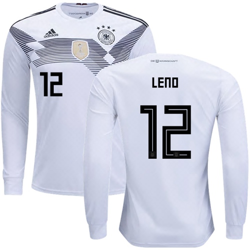 Germany #12 Leno White Home Long Sleeves Soccer Country Jersey Germany #12 Leno White Home Long Sleeves Soccer Country Jersey