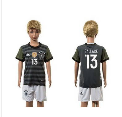 Germany #13 Ballack Away Kid Soccer Country Jersey