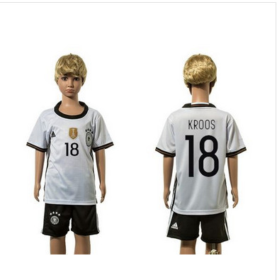 Germany #18 Kroos White Home Kid Soccer Country Jersey Germany #18 Kroos White Home Kid Soccer Country Jersey