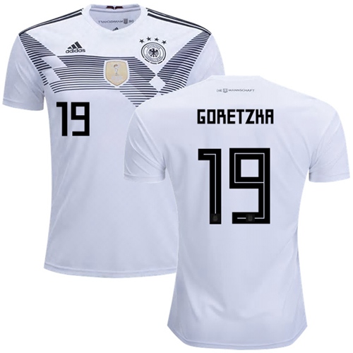 Germany #19 Goretzka White Home Soccer Country Jersey Germany #19 Goretzka White Home Soccer Country Jersey