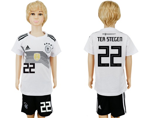 Germany #22 Ter Stegen White Home Kid Soccer Country Jersey Germany #22 Ter Stegen White Home Kid Soccer Country Jersey