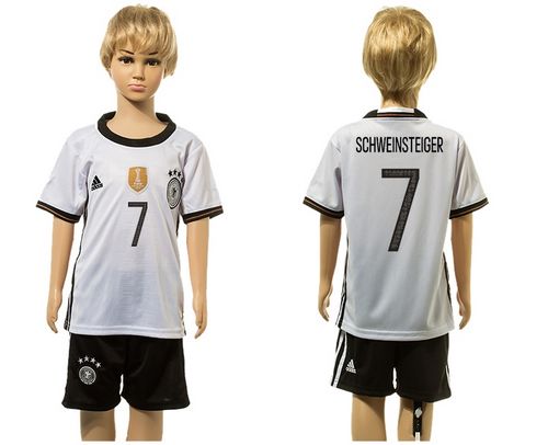 Germany #7 Schweinsteiger White Home Kid Soccer Country Jersey