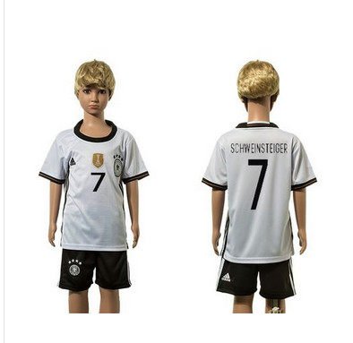 Germany #7 Schweinsteiger White Home Kid Soccer Country Jersey
