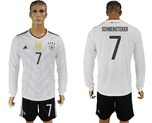 Germany #7 Schweinsteiger White Home Long Sleeves Soccer Country Jersey Germany #7 Schweinsteiger White Home Long Sleeves Soccer Country Jersey