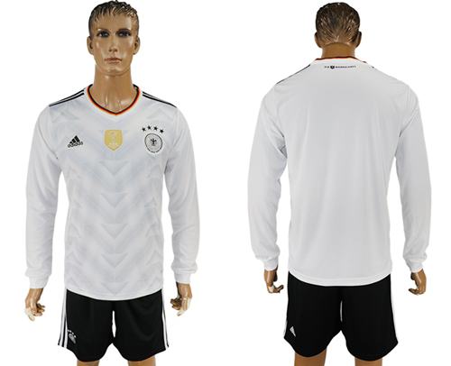 Germany Blank White Home Long Sleeves Soccer Country Jersey Germany Blank White Home Long Sleeves Soccer Country Jersey