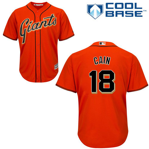 Giants #18 Matt Cain Orange Alternate Cool Base Stitched Youth MLB Jersey