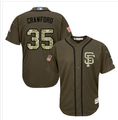 Giants #35 Brandon Crawford Green Salute to Service Stitched MLB Jersey