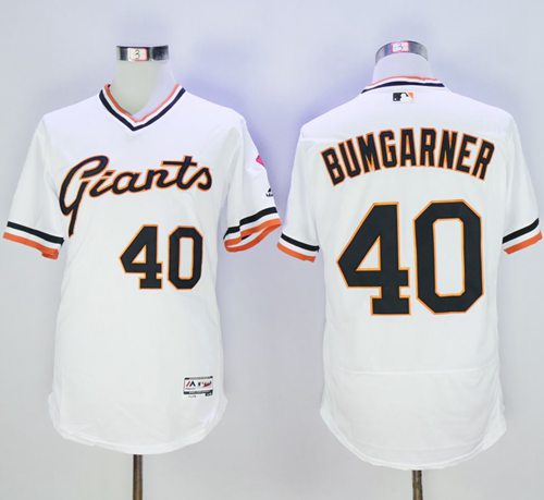 Giants #40 Madison Bumgarner White Flexbase Authentic Collection Cooperstown Stitched MLB Jersey Giants #40 Madison Bumgarner White Flexbase Authentic Collection Cooperstown Stitched MLB Jersey