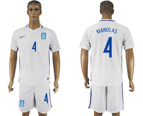 Greece #4 Manolas Home Soccer Country Jersey Greece #4 Manolas Home Soccer Country Jersey