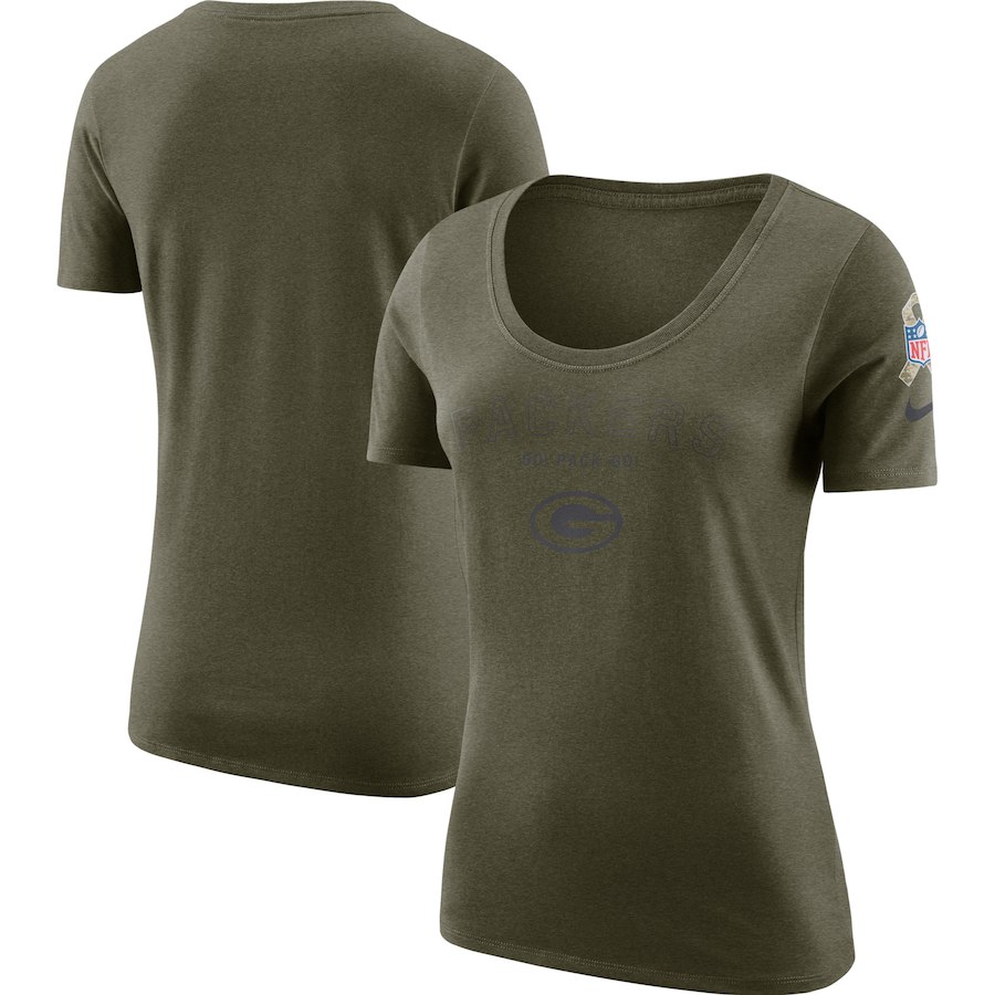 Green Bay Packers Nike Women's Salute To Service Legend Scoop Neck T-Shirt Olive Green Bay Packers Nike Women's Salute To Service Legend Scoop Neck T-Shirt Olive