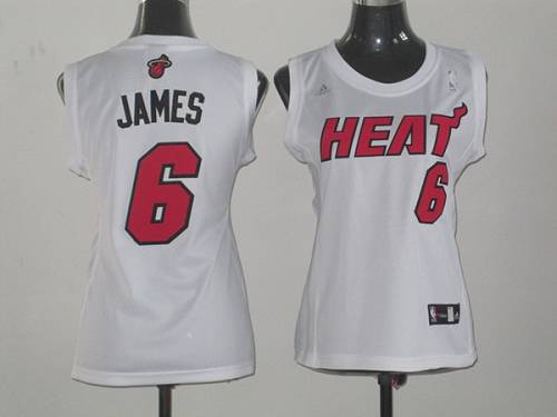 Heat #6 LeBron James White Women Fashion Stitched NBA Jersey Heat #6 LeBron James White Women Fashion Stitched NBA Jersey