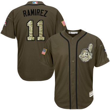 Indians #11 Jose Ramirez Green Salute to Service Stitched MLB Jersey Indians #11 Jose Ramirez Green Salute to Service Stitched MLB Jersey