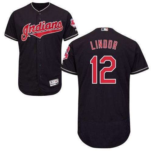 Indians #12 Francisco Lindor Navy Blue Flexbase Authentic Collection Stitched MLB Jersey Indians #12 Francisco Lindor Navy Blue Flexbase Authentic Collection Stitched MLB Jersey