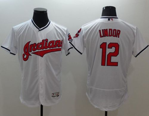 Indians #12 Francisco Lindor White Flexbase Authentic Collection Stitched MLB Jersey Indians #12 Francisco Lindor White Flexbase Authentic Collection Stitched MLB Jersey