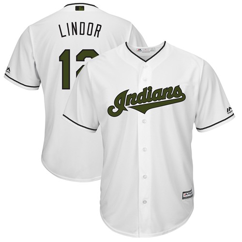 Indians #12 Francisco Lindor White New Cool Base 2018 Memorial Day Stitched Baseball Jersey Indians #12 Francisco Lindor White New Cool Base 2018 Memorial Day Stitched Baseball Jersey