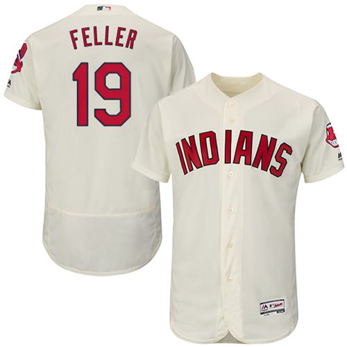 Indians #19 Bob Feller Cream Flexbase Authentic Collection Stitched MLB Jersey Indians #19 Bob Feller Cream Flexbase Authentic Collection Stitched MLB Jersey