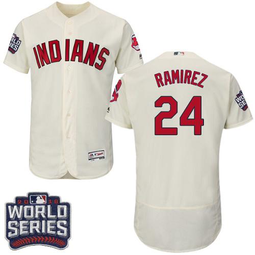 Indians #24 Manny Ramirez Cream Flexbase Authentic Collection 2016 World Series Bound Stitched MLB Jersey Indians #24 Manny Ramirez Cream Flexbase Authentic Collection 2016 World Series Bound Stitched MLB Jersey