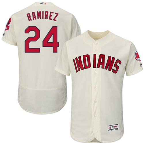 Indians #24 Manny Ramirez Cream Flexbase Authentic Collection Stitched MLB Jersey Indians #24 Manny Ramirez Cream Flexbase Authentic Collection Stitched MLB Jersey