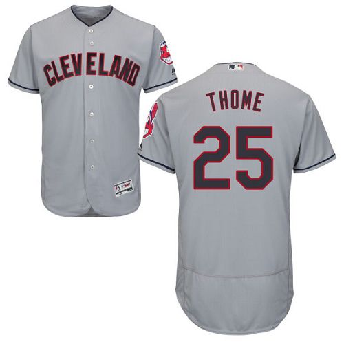 Indians #25 Jim Thome Grey Flexbase Authentic Collection Stitched MLB Jersey Indians #25 Jim Thome Grey Flexbase Authentic Collection Stitched MLB Jersey