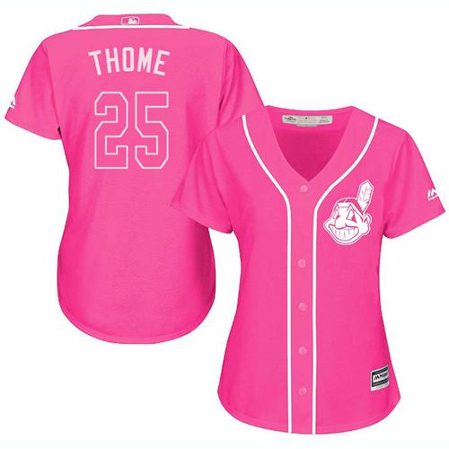 Indians #25 Jim Thome Pink Fashion Women's Stitched MLB Jersey Indians #25 Jim Thome Pink Fashion Women's Stitched MLB Jersey