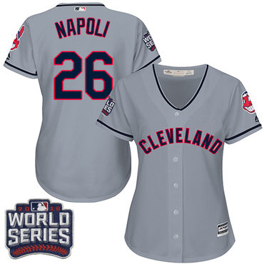 Indians #26 Mike Napoli Grey 2016 World Series Bound Women's Road Stitched MLB Jersey Indians #26 Mike Napoli Grey 2016 World Series Bound Women's Road Stitched MLB Jersey