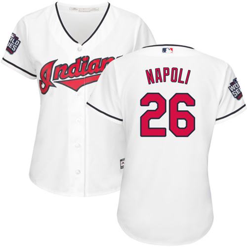 Indians #26 Mike Napoli White 2016 World Series Bound Women's Home Stitched MLB Jersey Indians #26 Mike Napoli White 2016 World Series Bound Women's Home Stitched MLB Jersey