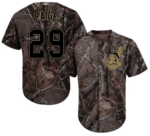 Indians #29 Satchel Paige Camo Realtree Collection Cool Base Stitched Baseball Jersey